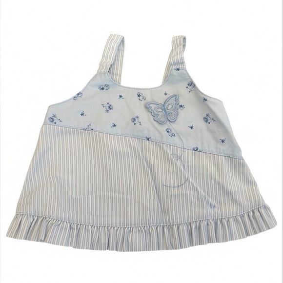 Carter's Other - Carter’s Baby Blue Striped Floral Butterfly Tank Top